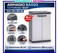 armadietto da esterno armadio basso 2 ante mobile per mobiletto con ripiani
