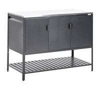 Armadietto da giardino in acciaio inox nero con 3 ante