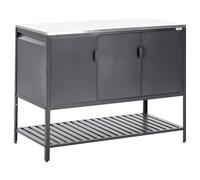 Armadietto da giardino in acciaio inox nero con 3 ante
