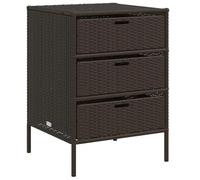 Armadietto da giardino marrone, in polyrattan, 55 x 59 x 80 cm, con 3 cassetti, resistente alle intemperie, per giardino, balcone, terrazza, robusto telaio in acciaio, spazioso, spazio per esterni