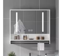 Armadietto da incasso per medicinali con luci a LED e specchio HD, soluzione di archiviazione per bagno a parete per l'organizzazione della vanità