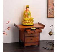 Armadietto da meditazione con cassetti portaoggetti, tavolo puja per preghiere, rituali e divinazione, tavolo compatto da portico con tavola estraibile