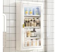 Armadietto da parete a 2 4 strati sopra il WC, con 2 ante in acrilico, senza trapano, ripiani galleggianti, multi livello, dispensa da cucina