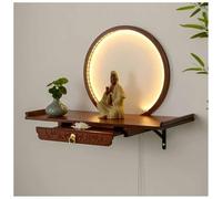 Armadietto da parete buddista con luce a LED per meditazione, culto e rituali puja