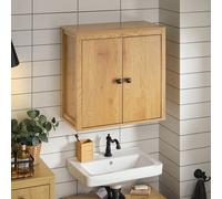 Armadietto da parete con 2 ante in legno naturale scuro, arredamento per il bagno di casa, organizer per il bagno, accessori da bagno estivi Noi prendiamo parte alle procedure OSS. Tutte le fatture ve