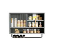 Armadietto da parete con ante in acrilico, barra porta asciugamani, divisori regolabili, contenitore moderno da bagno per cosmetici, profumi, medicine