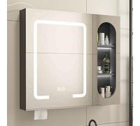 Armadietto da parete con specchio LED per medicinali con mensola, telaio assemblato resistente per l'organizzazione del bagno e risparmio di spazio