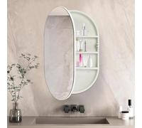 Armadietto da parete con specchio per medicinali, in legno, con cerniere in acciaio inox, ideale per bagni, camere da letto e corridoi, bianco, 50 x 10,4 x 78 cm