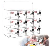 Armadietto da parete in acrilico per telefono cellulare con serratura e chiave, scatola di sicurezza trasparente per aula e ufficio, organizer a 12 slot per archiviazione sicura dei dispositivi