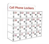 Armadietto da parete in acrilico trasparente per telefoni cellulari, 20 scomparti, con ante e chiavi, ideale per uffici e case