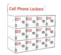 Armadietto da parete in acrilico trasparente per telefoni cellulari, con serratura e chiavi, 12 slot per casa o ufficio, soluzione sicura per display e archiviazione del telefono