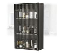 Armadietto da parete in legno nero con ante in vetro, armadietto per medicina senza fori, per bagno, cucina, camera da letto, 30 x 14 x 75 cm e 40 x 14 x 75 cm