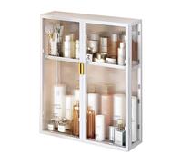 Armadietto da parete moderno di metà secolo con ante in vetro, elegante salvaspazio sopra il WC, organizer chic per bagno e cucina, arredamento moderno per la casa