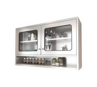 Armadietto da parete moderno in acciaio inox con doppi fori e ripiani regolabili a parete per soggiorno, cucina, bagno, finitura argentata, 120 x 30 x 70 cm