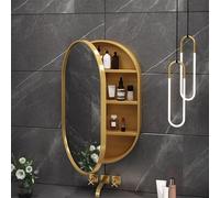 Armadietto da parete ovale per medicinali con specchio, elegante soluzione in alluminio per bagno e camera da letto, elegante mobile per soggiorno e decorazione della casa