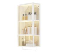 Armadietto da parete per bagno, Armadietto per medicinali in metallo con porta in vetro, Armadietto da bagno a parete con barra per asciugamani, Armadietto da bagno a parete con ripiani staccabili,
