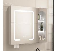 Armadietto da parete per bagno con luci a LED e specchio antiappannamento, moderno organizer per medicina con oscuramento continuo, struttura in lega di alluminio