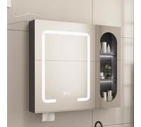 Armadietto da parete per bagno con luci a LED, specchio defog intelligente, organizer di stoccaggio, oscuramento continuo, design moderno in lega di alluminio