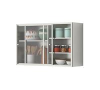 Armadietto da parete per cucina, in acciaio inox, per garage, con porta scorrevole, ripiani staccabili, finitura argentata, soluzione resistente per riporre oggetti