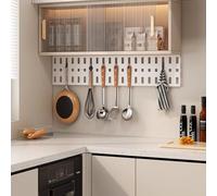 Armadietto da parete per cucina, in lega di alluminio, con pannello perforato per appendere le porte, vetrinetta in vetro per bagno, per riporre oggetti