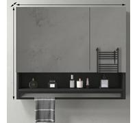 Armadietto da parete per il bagno, con specchio, grande specchio, con luci LED, controllo touch, 3 colori, dimmerabile, con specchio antiappannante, spazio per riporre medicine (nero, 60 cm)