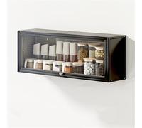 Armadietto da parete per medicinali, 80 cm, da cucina, portaspezie, con sportello ribaltabile, in metallo, per piccoli spazi, colore: nero