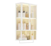 Armadietto da parete per medicinali con porta in vetro, portasciugamani e ripiani regolabili per riporre e organizzare il bagno