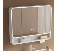 Armadietto da parete per medicinali con specchio e mensole, moderno specchio cosmetico illuminato a LED con anti-appannamento, contenitore per bagno (99 x 86,4 cm) per un'elegante decorazione