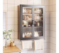 Armadietto da parete regolabile per medicinali per bagno e cucina, design compatto in acciaio al carbonio (40 x 15 x 71 cm)