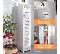 Armadietto da pavimento a 3 livelli Organizzatore Armadietto da bagno con porta Portarotolo per WC autoportante Armadietto per WC stretto