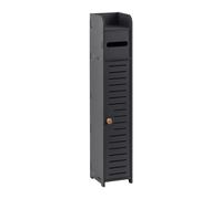 Armadietto da pavimento sottile, impermeabile, autoportante, per carta igienica e shampoo, ideale per cucina, bagno, ufficio e saloni di bellezza (nero, 15 x 17 x 80 cm)
