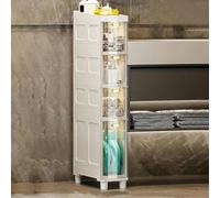 Armadietto da pavimento sottile per bagno, con cassetti e ruote in plastica, soluzione di archiviazione durevole a 3/4/5 ripiani