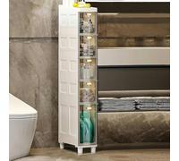 Armadietto da pavimento sottile per bagno, con cassetti e ruote in plastica, soluzione di archiviazione durevole a 3/4/5 ripiani