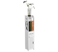 Armadietto da Terra per Bagno, Mobile Armadietto Scaffale A Colonna da Bagno in Legno, Armadio a Pavimento per la casa, 80 * 15,5 * 15 cm