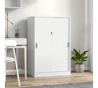 Armadietto da Ufficio a 3 Ripiani con 2 Chiavi , Mobiletto da Ufficio in Truciolato, 80x40x120 cm, Bianco Description:Con questo armadietto da ufficio Vinsetto con ante scorrevoli e chiave, mantenere 