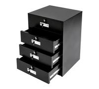 Armadietto da ufficio con 4 cassetti, in metallo, con chiusura a chiave, per documenti, rapporti, materiale da ufficio, colore: nero