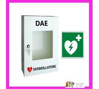 Armadietto defibrillatore+cartello segnalaletico teca DAE