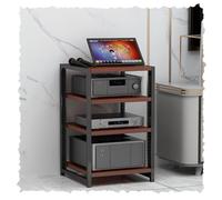 Armadietto di archiviazione multimediale regolabile a 4/5/6 livelli, supporto AV in legno con ripiani rack stereo per componenti audio e video, home corner media center (marrone, 60 cm)