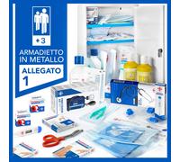 Armadietto di pronto soccorso in metallo con ALLEGATO 1 per aziende + 3 dip
