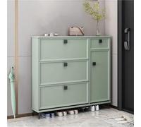 Armadietto di scarpe strette rustico con 3 cassettoni di ribaltamento verde e scarpa nascosta nascosta 100 cm - slip elegante per la soluzione di risparmio spaziale per la casa