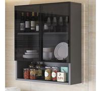 Armadietto di vetro moderno da bagno in legno massello armadio da cucina con porta in vetro sopra il gabinetto di stoccaggio della toilette