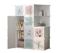 Armadietto guardaroba portatile, scaffale di stoccaggio, cubi modulari in plastica, plastica, armadio fai da te, porte, 145 x 110 x 47 cm, PP, ABS, metallo