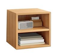 Armadietto in legno con ripiani, compatto, color marrone chiaro, libreria con due scomparti, mobili eleganti per l'organizzazione e la decorazione della casa