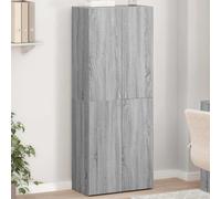 Armadietto in legno grigio sonoma, 60 x 32 x 153 cm, armadio da ufficio in legno con 4 scomparti e ante, antipolvere, per documenti e materiale da ufficio, facile da pulire