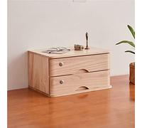Armadietto in legno massello per scrivania con cassetto con serratura A4 Scatola di immagazzinaggio per documenti Forniture per ufficio Scatola di immagazzinaggio in legno con 2 cassetti per una
