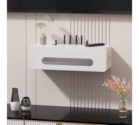 Armadietto in legno per la casa, con router WiFi e modem Hider Power Strip e ripiano per la gestione dei cavi, per casa/ufficio (bianco, 80 x 20 x 20 cm)
