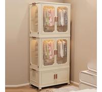 Armadietto in Plastica Armadio Piccolo Mobili Campeggio Scatole Contenitori Di Stoccaggio Impilabili Con Ante Funzione Magnetica for Soggiorno E Camera Da Letto(68.5x43x193.5cm)