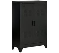 Armadietto Metallico A 2 Ante In Stile Industriale Per Casa E Garage, 75x33x110 Cm, Nero