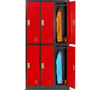 Armadietto metallo 6 scomparti ventilati 185x90x45cm rosso Jan Nowak