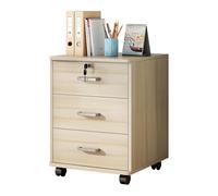 Armadietto mobile a 3 cassetti con serratura su ruote, in MDF, compatto, per ufficio e casa, 37 x 34 x 59 cm, design sotto la scrivania, soluzione sicura ed elegante per uno spazio di lavoro